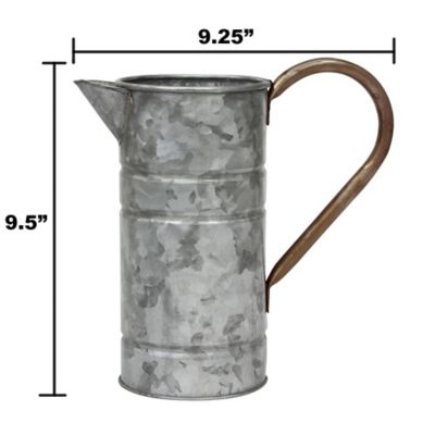 Image showing  Decorative Antique Galvanized Metal Drinking Pitcher with Handle