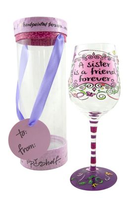Top Shelf Hand-Painted A Sister is a Friend Forever Wine Glass