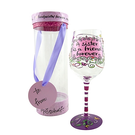 Top Shelf Hand-Painted A Sister is a Friend Forever Wine Glass