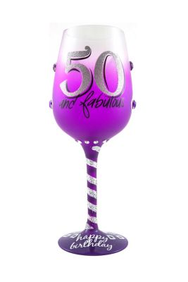Top Shelf Decorative 50th Birthday Wine Glass