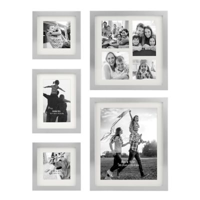 Stonebriar Collection Decorative Modern Gallery Photo Frame Set, Silver, 5 pc. Set