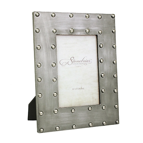 Stonebriar Collection 4 in. x 6 in. Industrial Distressed Metal Photo Frame with Rivet Detail