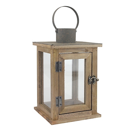 Stonebriar Collection Rustic Wooden Hurricane Candle Lantern, 11 in., SB-5174A