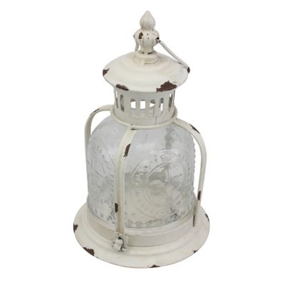 Image showing  10 in. Vintage Worn Metal Votive Candle Lantern with Handle