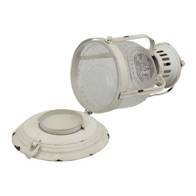 Image showing  10 in. Vintage Worn Metal Votive Candle Lantern with Handle