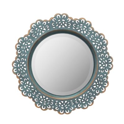 Stonebriar Collection Decorative Round Metal Lace Wall Mirror with Attached Hanger, 12.5 in. Diameter, SB-5999M