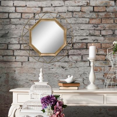 Image showing  Geometric Metal Hanging Wall Mirror, 30 in.,, SB-6137A