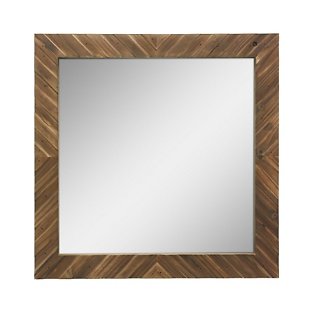 Stonebriar Collection Square Textured Wooden Chevron Wall Mirror, 20 in., Brown , SB-6142A