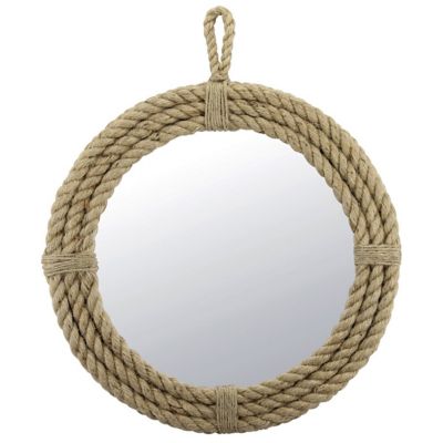 Stonebriar Collection Small Vintage Nautical Round Wall Mirror With Rope Wrapped Trim, 17 In., Sb-5389A