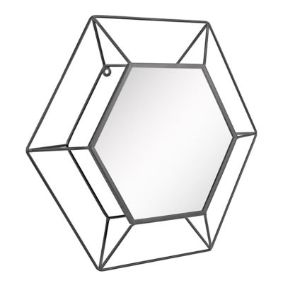 Image showing  Decorative Metal Hexagon Wall Mirror, 23.5 in., Gold