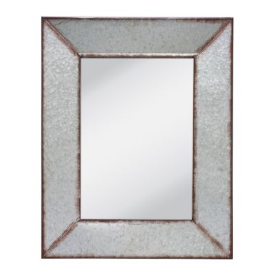Stonebriar Collection Rustic Rectangular Galvanized Metal Frame Wall Mirror, 28 in., SB-6248A
