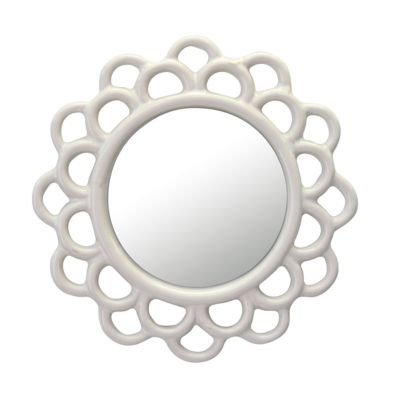 Stonebriar Collection Round Cutout Ceramic Wall Mirror, 5 in., White, SB-6199M