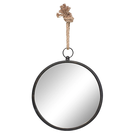 Stonebriar Collection Oval Metal Nautical Wall Mirror with Rope Loop, 14 in., SB-5178B