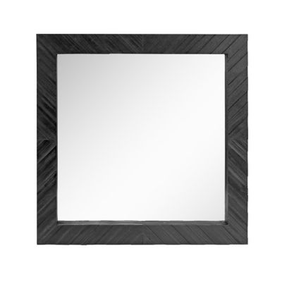 Stonebriar Collection Square Textured Wooden Chevron Wall Mirror, 20 in., Black, SB-6272A