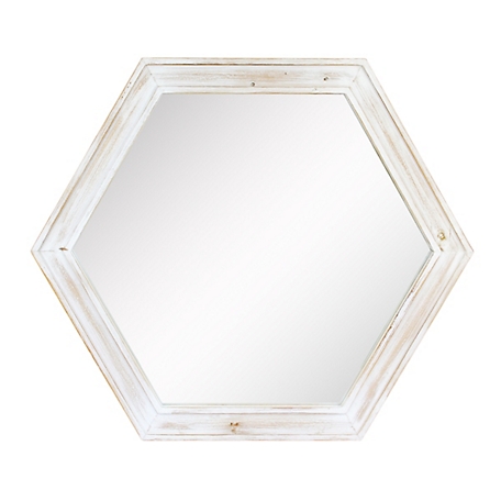 Stonebriar Collection Decorative Hexagon Wall Mirror, 24 in., White, SB-6276A