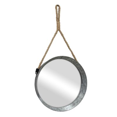Image showing  Round Galvanized Metal Wall Mirror with Rope Hanging Loop, 11 in., SB-6074M