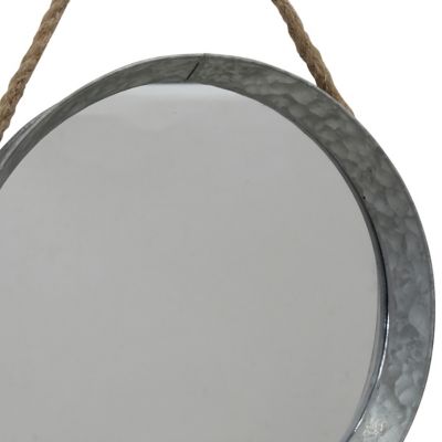 Image showing  Round Galvanized Metal Wall Mirror with Rope Hanging Loop, 11 in., SB-6074M
