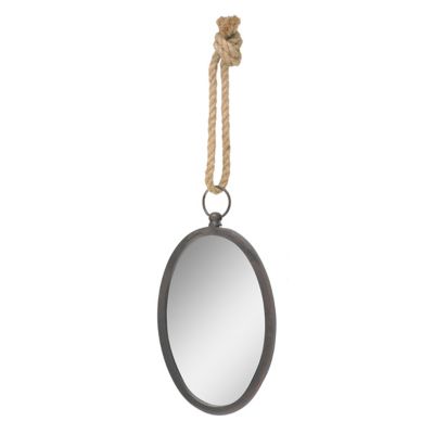 Stonebriar Collection Oval Metal Nautical Wall Mirror with Rope Hanging Loop, 12 in., SB-5067A
