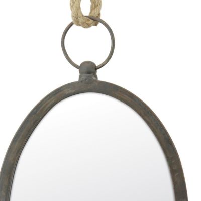 Image showing  Oval Metal Nautical Wall Mirror with Rope Hanging Loop, 12 in., SB-5067A