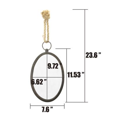 Image showing  Oval Metal Nautical Wall Mirror with Rope Hanging Loop, 12 in., SB-5067A