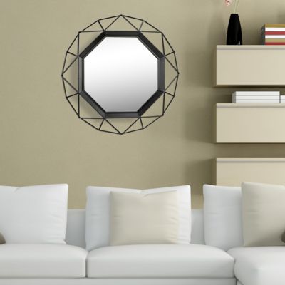 Image showing 5 th Stonebriar Collection Decorative Geometric Metal Frame Wall Mirror, 28 in., , SB-6268A