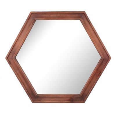 Stonebriar Collection Decorative Hexagon Wall Mirror, 23 In., Redwood, Sb-6281A