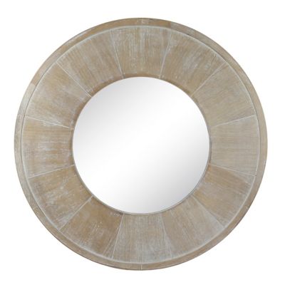 Stonebriar Collection Round Rustic Wall Mirror, 27.5 in., White/Brown, SB-6351A