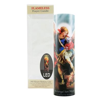 Image showing  St. Michael Flickering LED Prayer Candle with Timer