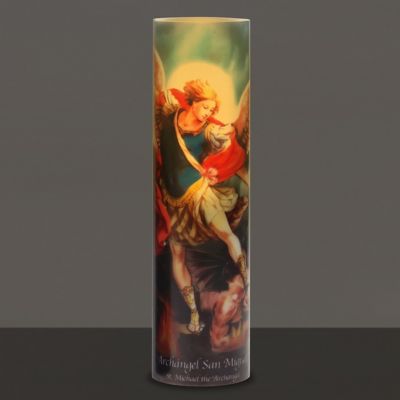 Image showing  St. Michael Flickering LED Prayer Candle with Timer