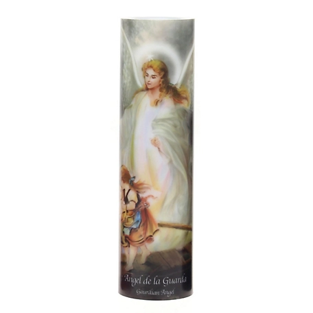 Stonebriar Collection Guardian Angel LED Prayer Candle with Automatic Timer