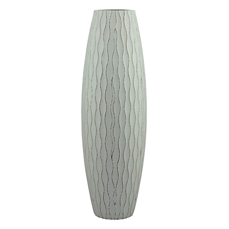Stonebriar Collection Vintage Textured Tall Wooden Vase
