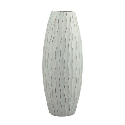 Stonebriar Collection Vintage Textured Tall Wooden Vase, Ocean Blue