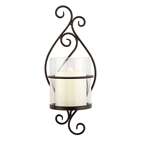Stonebriar Collection Scrolled Metal Pillar Candle Wall Sconce, BR-CN-5069A