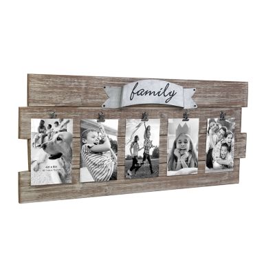 Stonebriar Collection 4 in. x 6 in. Rustic Wood Collage Picture Frame with Clips and Metal Detail