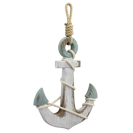 Stonebriar Collection Vintage Wooden Anchor Wall Decor with Rope Hanging Loop, 10 in. x 16.75 in.