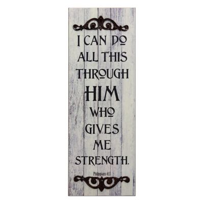 Image showing  Philippians 4:13 Rustic Decorative Painted Wall Art with Metal Trim, 23 in. x 8 in.