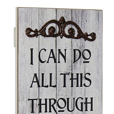 Image showing  Philippians 4:13 Rustic Decorative Painted Wall Art with Metal Trim, 23 in. x 8 in.