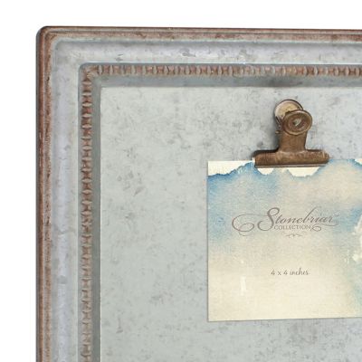 Image showing  Rustic Galvanized Metal Magnetic Memo Board with Clip and Wire Basket