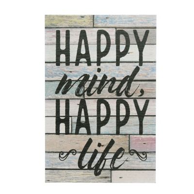 Stonebriar Collection Rustic Wood Happy Mind Happy Life Wall Art, 15 in. x 10 in.