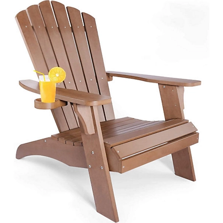 Modern Muse Polystyrene Adirondack Chair, Brown, 3.94 in. Cup Holder Diameter, 350 lb. Capacity