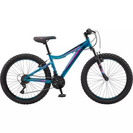 Mongoose Girls' Mountain Bike 24" 21 Speed Teal Bikes