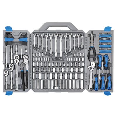 Apollo Tools 1/4 in., 3/8 in. and 1/2 in. SAE/Metric Mechanic's Tool Kit, 163 pc.