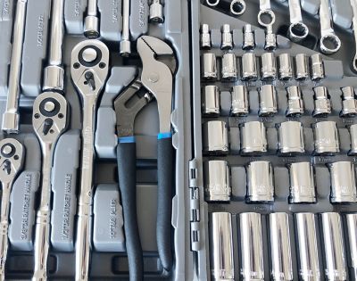Image showing  1/4 in., 3/8 in. and 1/2 in. SAE/Metric Mechanic's Tool Kit, 163 pc.