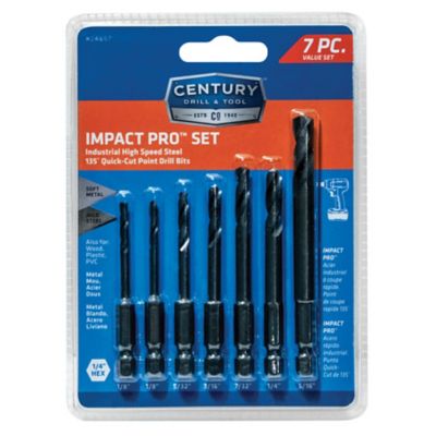 Century Drill & Tool 7 pc. Black Oxide Impact Pro Drill Bit Set