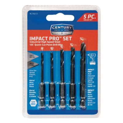 Century Drill & Tool 5 pc. Black Oxide Impact Pro Drill Bit Set