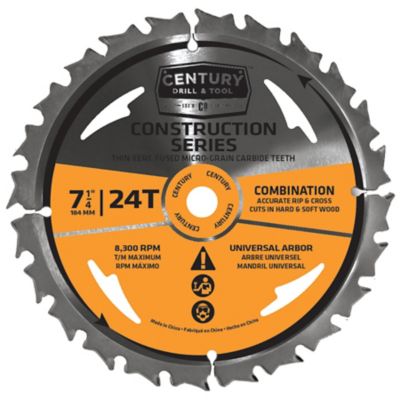 Century Drill & Tool 7-1/4 in. 24 Tooth Contractor Circular Saw Blade, Bulk