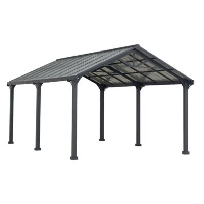 AutoCove 12x20 Metal Carport, Outdoor Living Pavilion, Gazebo with 2 Ceiling Hooks