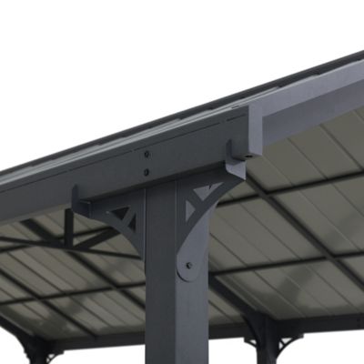 Image showing 7 th Sunjoy 12 ft. x 20 ft. Metal Carport, Outdoor Living Pavilion, Gazebo with 2 Ceiling Hooks