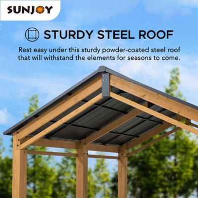 Image showing  11x13 Wood Carport, Outdoor Living Pavilion, Wooden Gazebo with Ceiling Hook