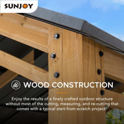 Image showing  11x13 Wood Carport, Outdoor Living Pavilion, Wooden Gazebo with Ceiling Hook